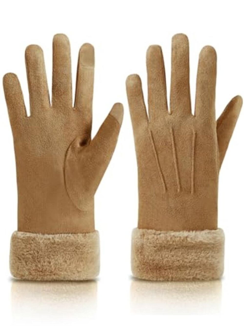 Womens Winter Gloves Touchscreen Suede Fleece Lined Warm Thermal Cuff Windproof